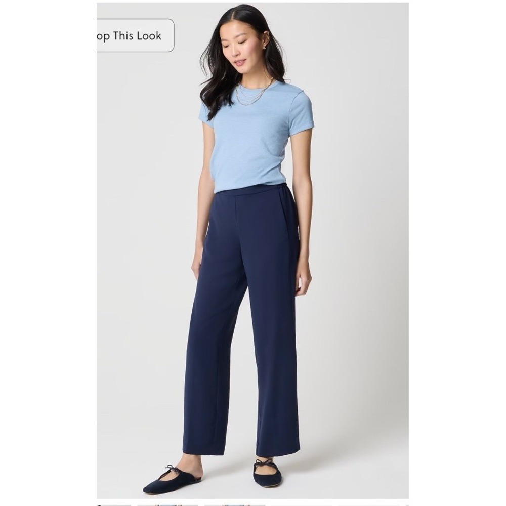 J. Crew Navy Blue Jamie Dress Pant Sz 18 Elastic Waist Pull On Work Pants